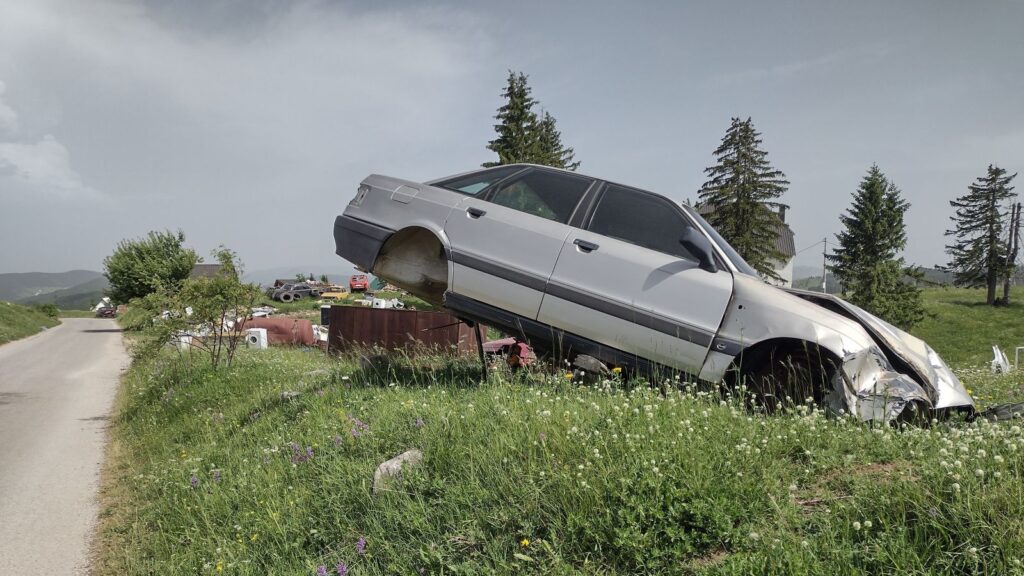 wrecked car in the balkans